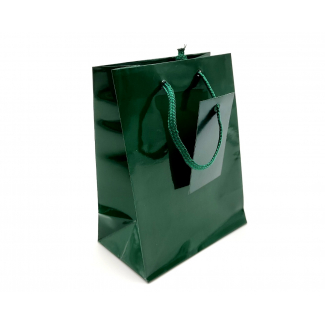 Shopper plastificato colore verde mela, maniglia in cotone, confezione da 12 pezzi