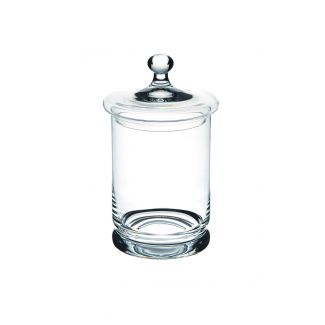 Vaso in vetro cilindrico con coperchio, diametro 16 cm, altezza 28 cm