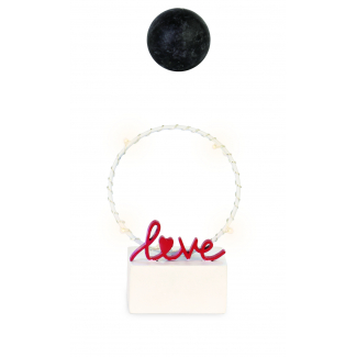 Cerchio e scritta "Love" con led, diametro 8 cm, altezza 12 cm