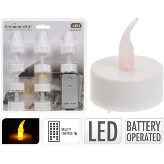 Tealight con led a batteria e telecomando, confezione da 10 pezzi