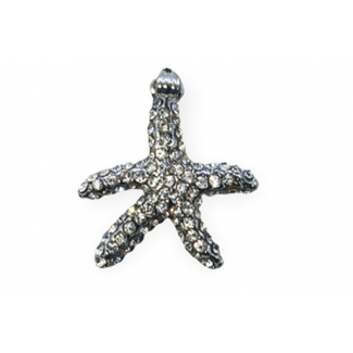 Ciondolo a forma di stella marina con strass, altezza 2.5 cm, confezione da 6 pezzi