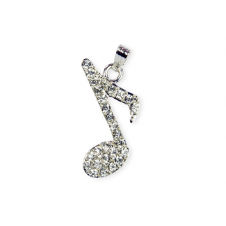 Ciondolo a forma di nota musicale con strass, altezza 2.5 cm, confezione da 6 pezzi