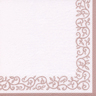 Tovagliolo in carta 3 veli stampa generica "greca rosa" con fondo bianco 33x33 cm, confezione da 20 pezzi