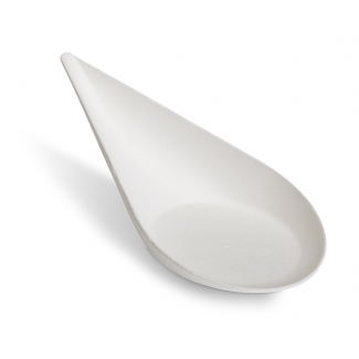Mini cucchiaio design goccia "PulP" in polpa di cellulosa biodegradabile, confezione da 25 pezzi