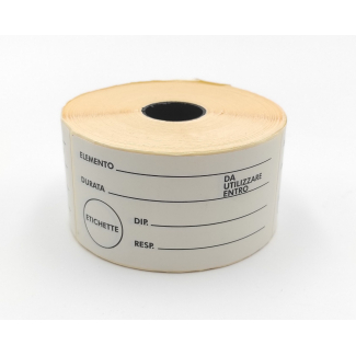 Etichette termiche removibili, formato 50x100 mm, personalizzata gestione lotti e scadenze, rotolo da 500 pezzi