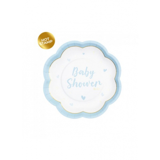 Piatto sagomato in cartoncino fantasia "Baby Shower", confezione da 8 pezzi