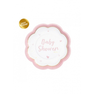 Piatto sagomato in cartoncino fantasia "Baby Shower", confezione da 8 pezzi