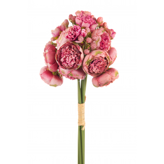 Bouquet mini peonie rosa scuro 38 cm