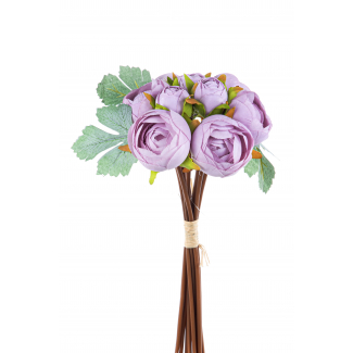 Bouquet 9 ranuncoli colore lavanda, altezza 36cm