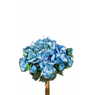 Bouquet peonie colore blu sfumato, altezza 40 cm