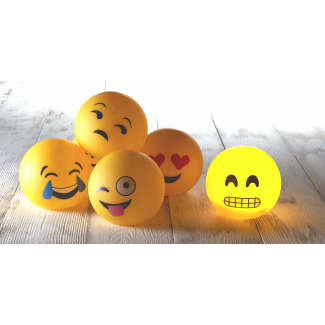 Lampada " emoji " con led a batteria diametro 15 cm.