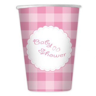 Bicchiere in cartoncino fantasia "Baby Shower" rosa, confezione da 10 pezzi