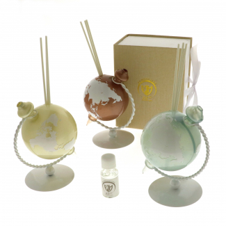 Diffusore a forma di mappamondo, altezza 13 cm, colori assortiti, in confezione regalo