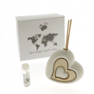 Profumatore "Infinity" in porcellana a cuore, 8x9 cm, con scatola regalo