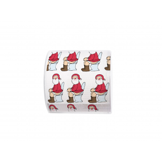 Rotolo carta igienica decoro Babbo Natale sul WC
