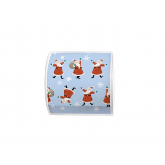 Rotolo carta igienica decoro Babbo Natale danzante fondo azzurro