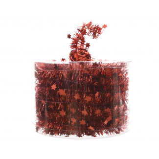 Festone rosso con stelle in box, diametro 35 mm, lunghezza 7 mt