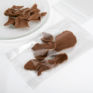 SACCHETTO TRASPARENTE CRYSTAL CON PATELLA ADESIVA CM8X13+4 MATERIALE PER ALIMENTI 100PZ