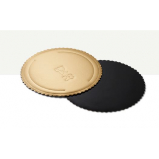 Disco oro-nero in cartoncino "Microlight" con bordo smerlato