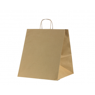 Shopper in carta kraft avana con fondo largo quadrato, 35+35x40 cm, confezione da 25 pezzi