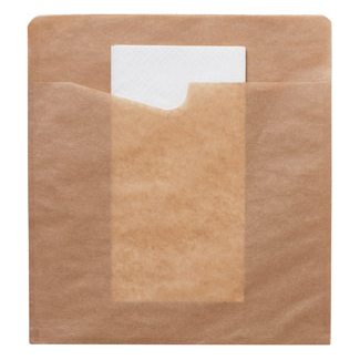 Sacchetto portapanino in carta kraft avana antiunto con tovagliolo bianco 2 veli