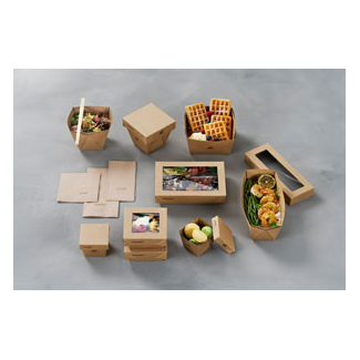 Contenitore serie "Viking" in cartoncino bio-compostabile, base 14x14cm