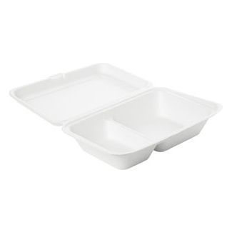 Contenitore polpa di cellulosa biodegradabile e compostabile con 2 scomparti 300/470cc confezione da 50 pezzi