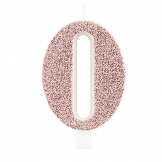 Candela numero cipria glitter con supporto, altezza 9.5cm