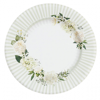 Piatto in cartoncino fantasia "Floral White"