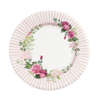 Piatto in cartoncino fantasia "Floral Pink"
