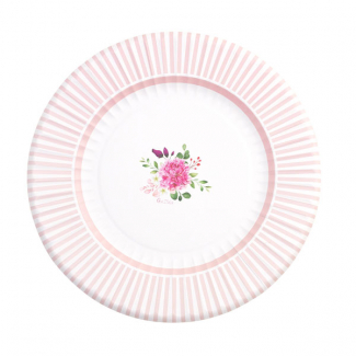Piatto in cartoncino fantasia "Floral Pink"