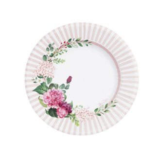 Piatto in cartoncino fantasia "Floral Pink"