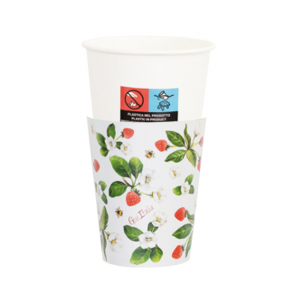 Bicchiere cartoncino fantasia "Fragole", confezione da 8 pezzi