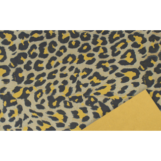 Carta regalo ecopaglia beige, riciclabile, fantasia "Leopard", in fogli formato 70 x 100 cm , confezione da 25 pezzi
