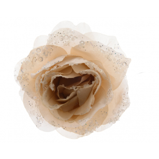 Rosa crema con ghiaccio glitter su clip, diametro 14 cm