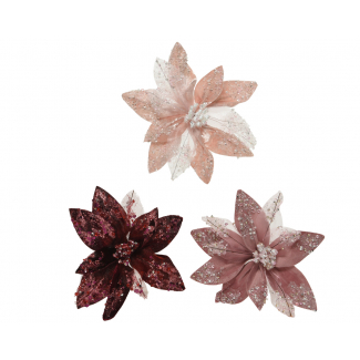 Fiore di velluto con clip, diametro 18 cm, altezza 15 cm, colori assortiti