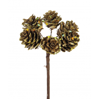 Pick a forma di pigna naturale, colore oro, diametro 2.5 cm, confezione da 72 pezzi