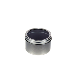 Contenitore in metallo con tappo a vite con vetro, diametro 6 cm, confezione da 6 pezzi