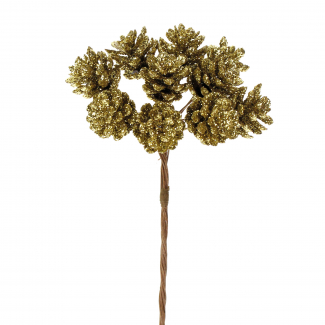 Pick a forma di pigna con glitter oro, diametro 1.5 cm, confezione da 72 pezzi