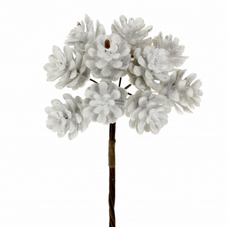 Pick a forma di pigna con glitter bianco, diametro 1.5 cm, confezione da 72 pezzi