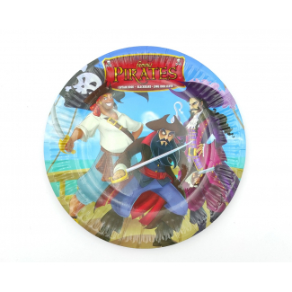 Piatto in cartoncino fantasia "Pirati", diametro 18cm, confezione da 10 pezzi