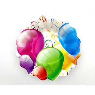 Piatto in cartoncino fantasia "Baloons", confezione da 10 pezzi