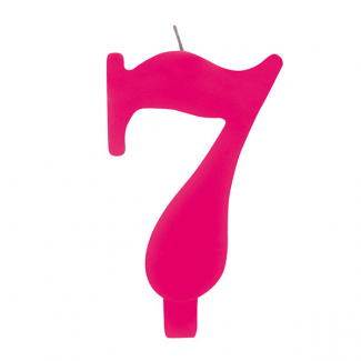 Candela numero scintillante fuxia con supporto, altezza 9.5cm