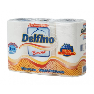 Rotoli asciugatutto cucina "Delfino" 3 veli goffrati, confezione da 3 pezzi