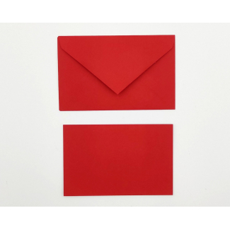 Biglietto e busta colore rosso, formato 9x14 cm, confezione da 100/100 pezzi