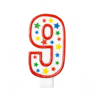 Candela numero glitter con supporto, altezza 13.5cm