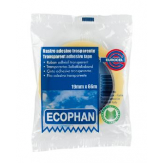 Rotolo nastro adesivo "Ecophan" trasparente, 19mm x 66 metri