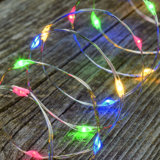 Filo luci microled a batteria, luce multicolor, filo in metallo, uso interno, lunghezza 4 metri