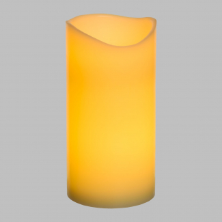 Candela avorio con led luce calda, a batteria, diametro 10 cm, uso interno