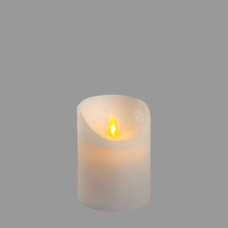 Candela bianca con led luce calda, a batteria, diametro 7.5 cm